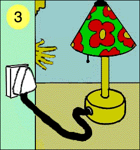 3 - switch the light off. 4 - take the plug out.